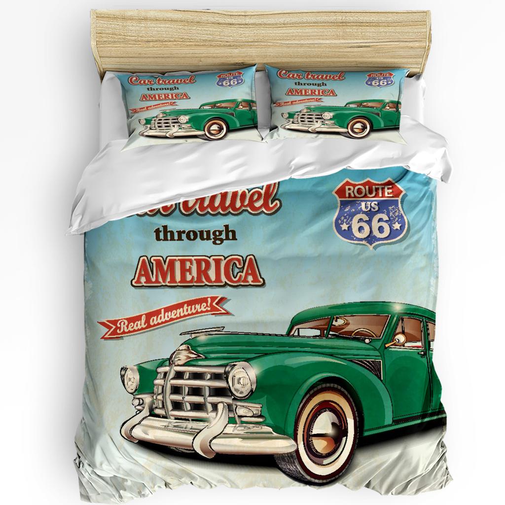 Excavator Car Vehicle Road Sign 3pcs Bedding Set For Bedroom Double Bed Home Textile Duvet Cover Quilt Cover Pillowcase