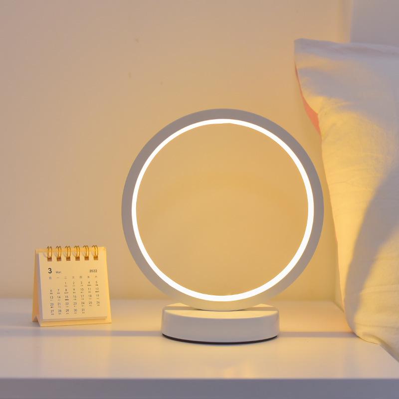 Lampe de Table LED Nordique: Lampe de chevet à anneau rond pour l'ambiance, le sommeil et l'allaitement