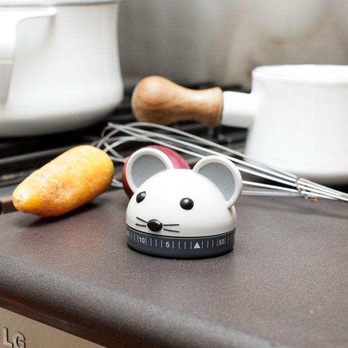 Minuteur de cuisine - original - souris - plastique - gris - mignon