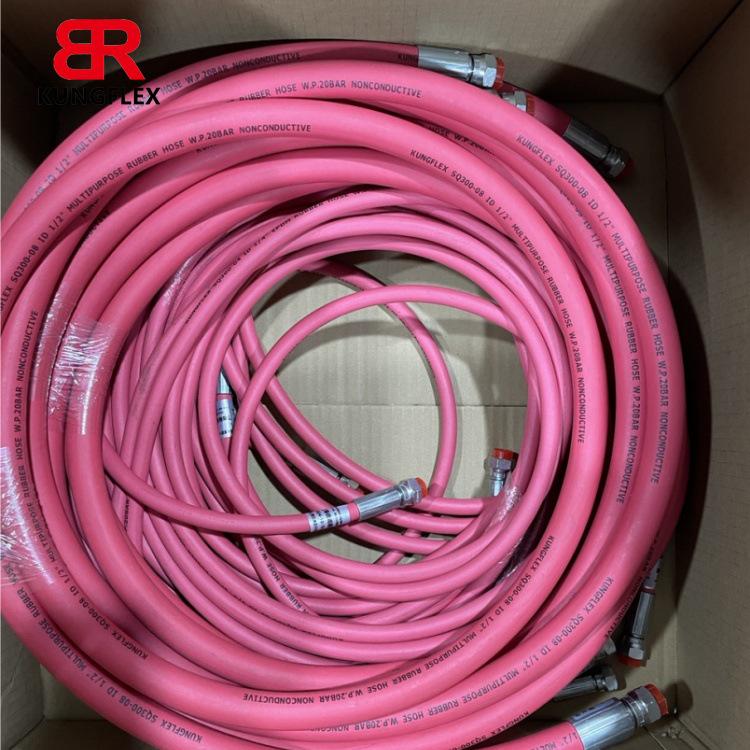 Tubo Flessibile Idraulico in Gomma KUNGFLEX con Treccia in Fibra e Rinforzo in Filo d'Acciaio