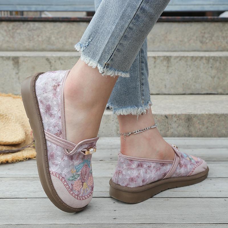 Batik Embroidered Women's Shoes, Soft-soled Anti-slip Summer Sandals, Women's Casual Shoes, Walking Shoes