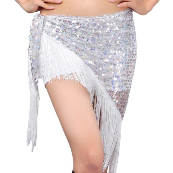 Dámský hip šátek na břišní tance s třásněmi a flitry Trojúhelníkový wrap sukně Pasový řetízek Kostým pro vystoupení na hudebním festivalu