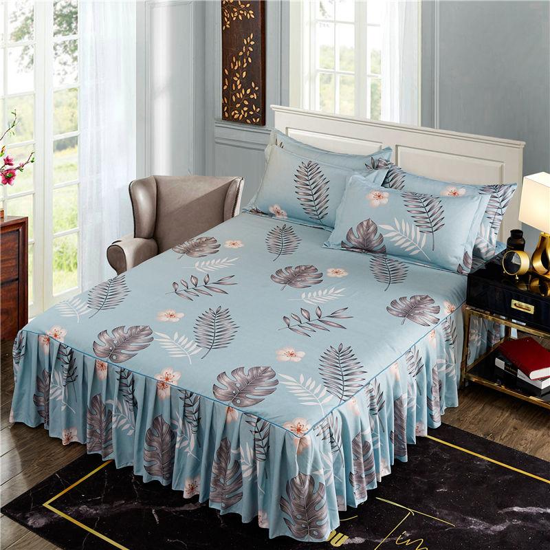 1pc Thickened Sanding Bedspread Soft Non-Slip King Queen Bed Skirt Wedding Fitted Sheet Cover No Pillowcase