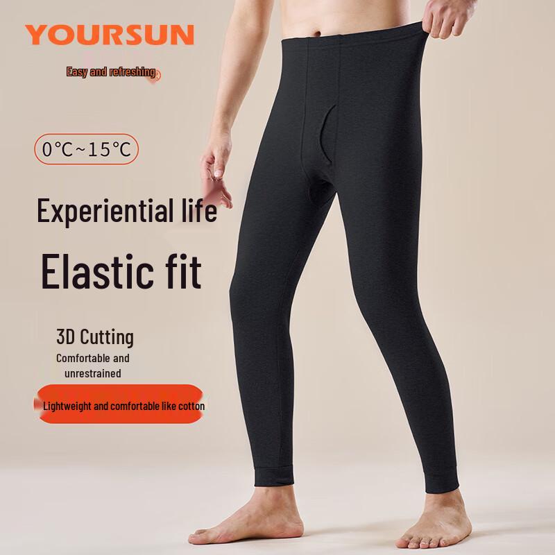 Men's Pure Cotton Thermal Long Johns with Wool & Silk Knee Patches