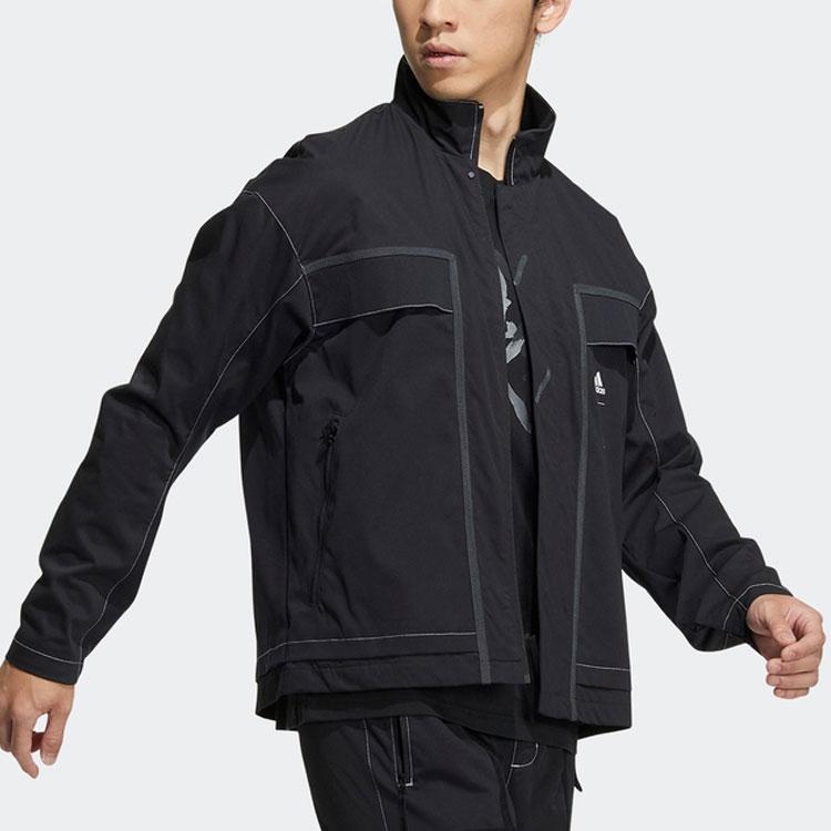 adidas Chaqueta Deportiva Cuello Alto Serie Wuji Manga Larga Ropa de Abrigo para Hombre Negro HE5137