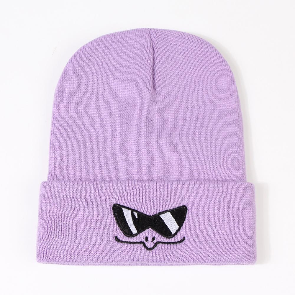 Versatile Hat Style Funny Embroidered Solid Unisex Warm Hatsbeanie Knitted