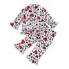 Kids Girls Pajamas Set Heart Print Long Sleeves Shirt and Elastic Pants for Loungewear Sleepwear