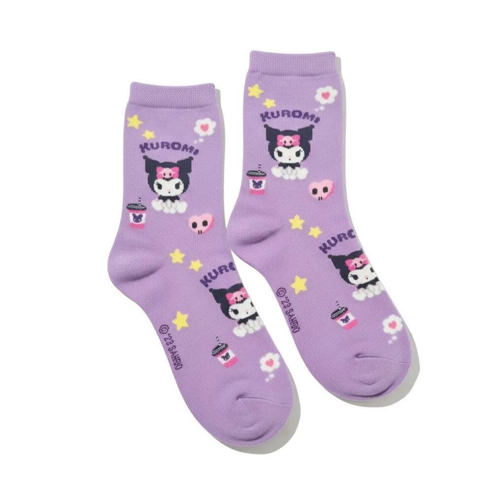 Domestic Authentic Sanrio Character Socks (Color Kuromi) Mid-calf Socks Accent Socks Cotton Socks