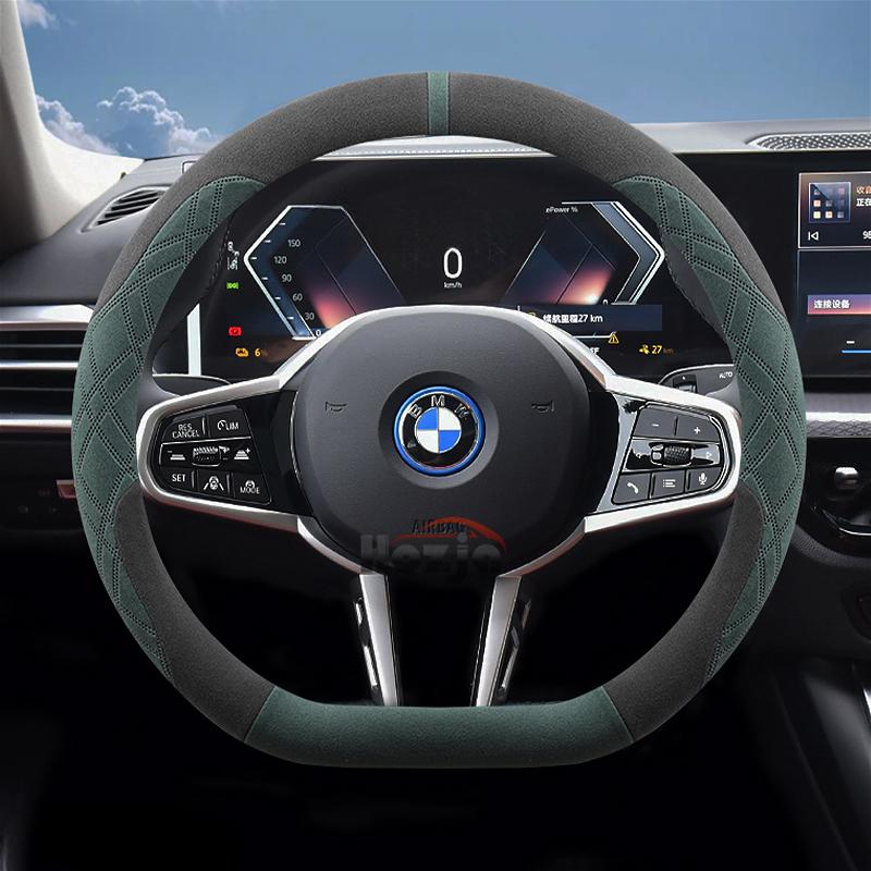 AAAOV1 Suede Leather Car Steering Wheel Cover for BMW 1 3 4 5 Series I5 I4 Z4 X3 M5 M4 M440i M3 M2 M135 2025 Auto Accessories