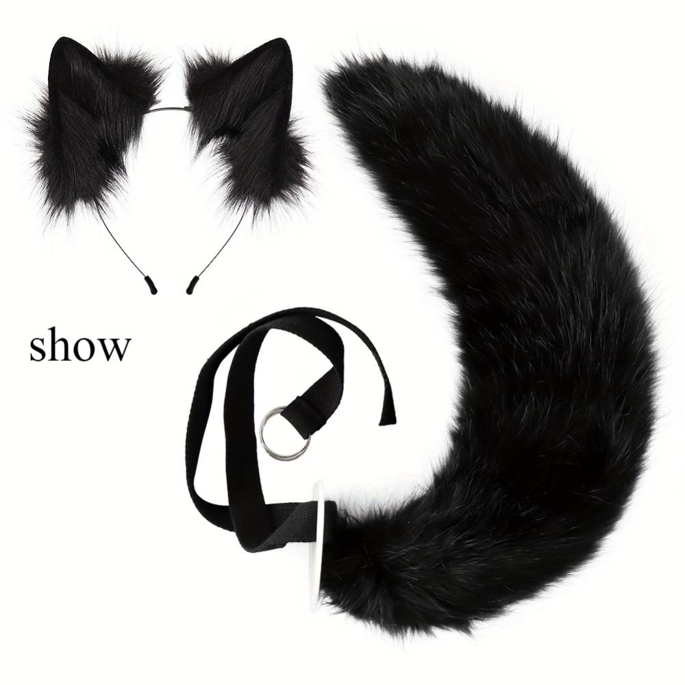 2 Piece Fox Set - Adjustable Furry Tail and Removable Ears, Suitable for Halloween Animal Play Parties, Halloween Gift Cosplay