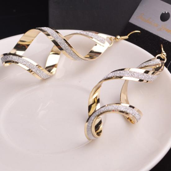 Women Spiral Scrub Hook Dangle Earrings Wedding Engagement Bridal Jewelry Gift