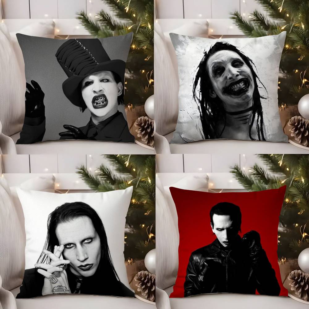 Pillow Case M-Marilyn M-Manson Home Dorm Chair Back Short Plush Double-Sided Printing Office Nap Time Cushion Cover