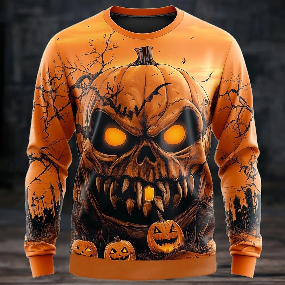 Herren Halloween Sweatshirt 3D Geister-Print Pullover Hoodie Herren Damen Set Harajuku Mode Totenkopf Hässlicher Weihnachtspullover Katze Tops