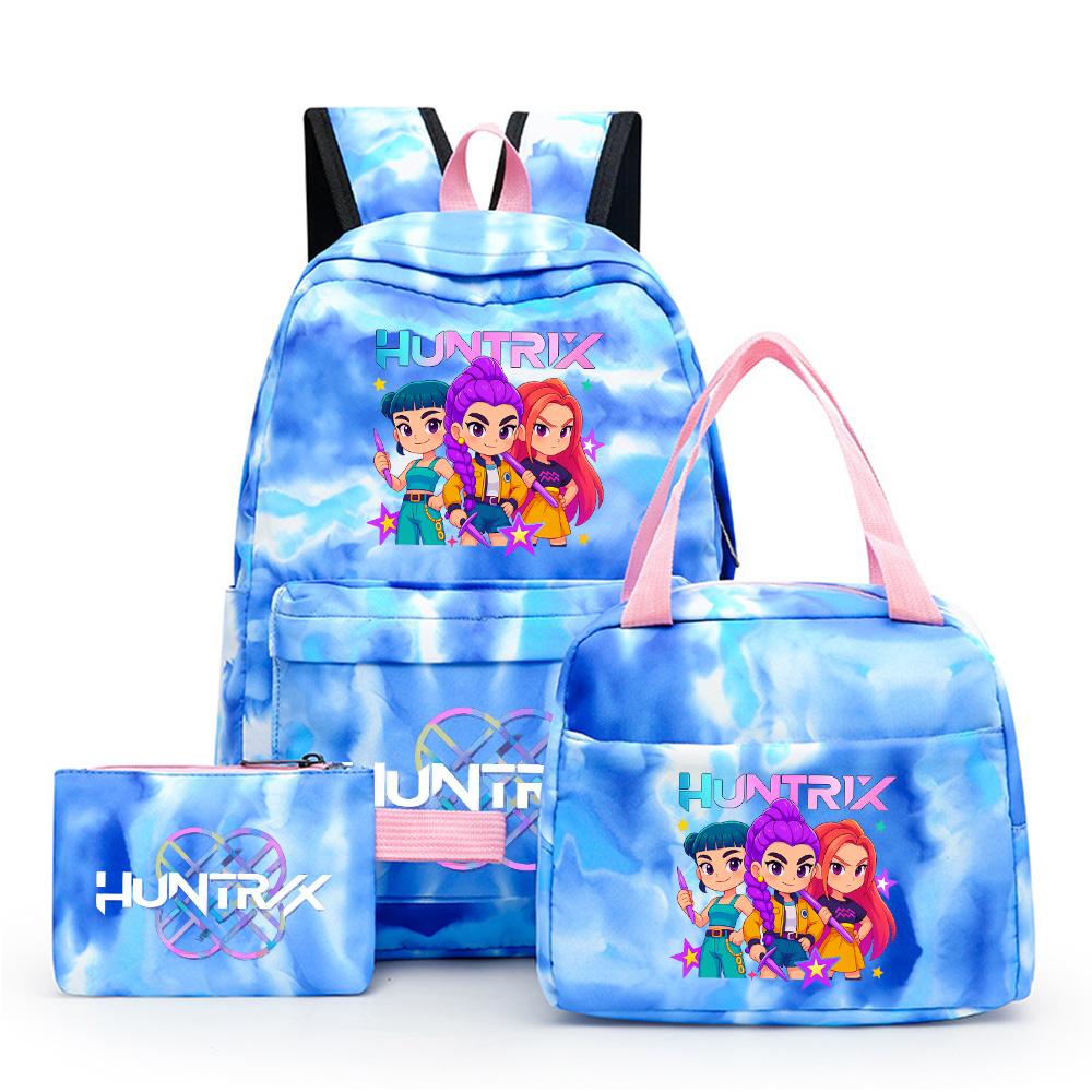 3-teiliges/Set Cartoon K-Pop bedruckter Rucksack mit Federmäppchen und Lunchtasche für Teenager Mädchen Jungen Schulranzen Kindergeschenk Große Kapazität Wasserdicht Reisetasche