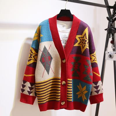 Sweter damski luźny jednorzędowy sweter z dzianiny sweter damski wiosenno-jesienny