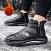 Herren Klettverschluss Übergröße Dicke Sohle Höhenerhöhung Winter Warm Fell Schneestiefel Gepolstert Gefüttert Stiefeletten Rutschfest Wandersneakers Baumwollstiefel