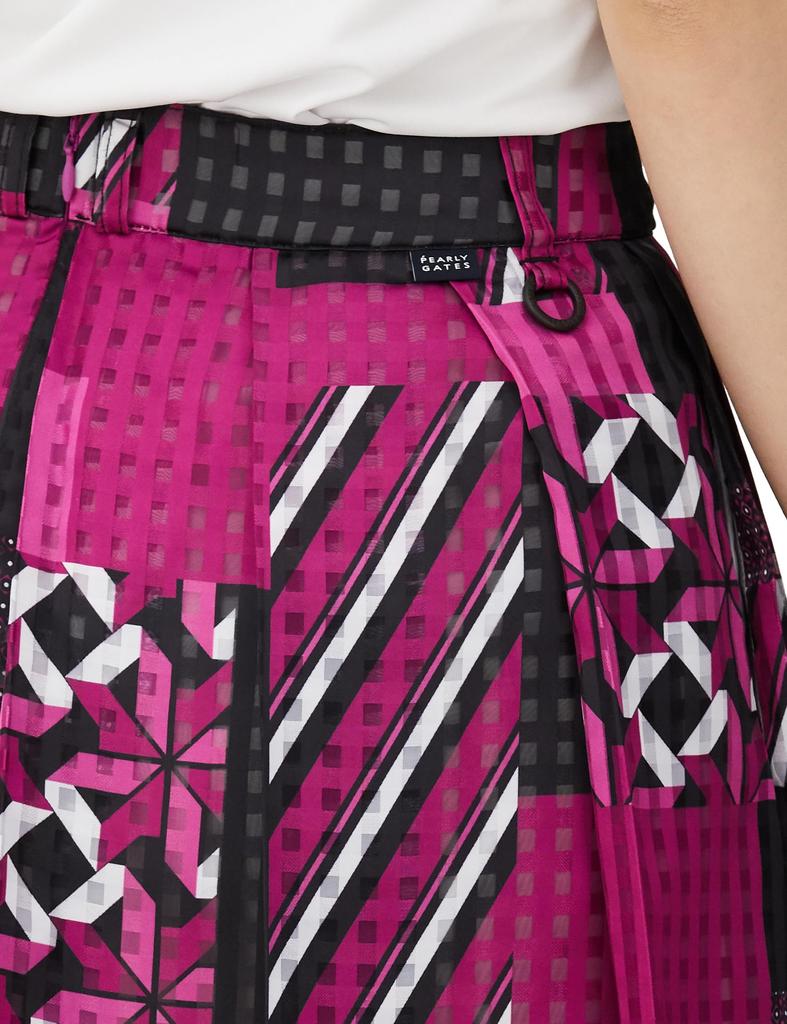 Skirt Panel Golf Base 1 [Pearly Gates] Women's (Geometric Print/Sheer Check) / / 055-3234022 091_Pink [M]
