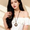 Vintage Long Brown Ring Pendant Necklace Women'S Sweater Atmospheric High-End High-End Sweater Chain Clothes Neck Chain