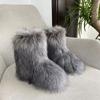 Fashion New Winter Fur Onepiece Raccoon Fur Female Snow Boots Fur Shoes Outdoor Mid Leg Boots