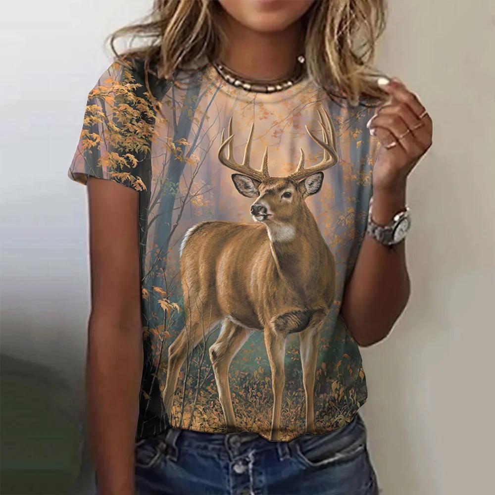 

Летняя модная блузка, женские футболки, базовая женская одежда больших размеров, футболка с 3D-принтом «Дикие животные», повседневные футболки, топ с коротким рукавом M