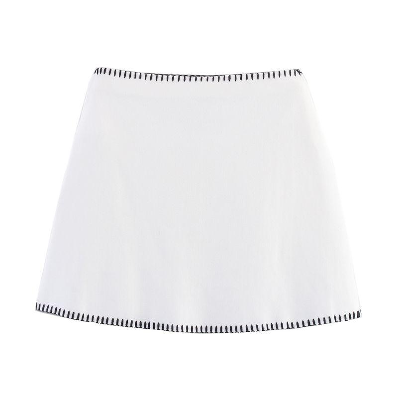 

Kaslead New Women clothes Western Style Fashion Contrast Color Embroidered Knitted Skirt 2142121 2142124 Skirt L
