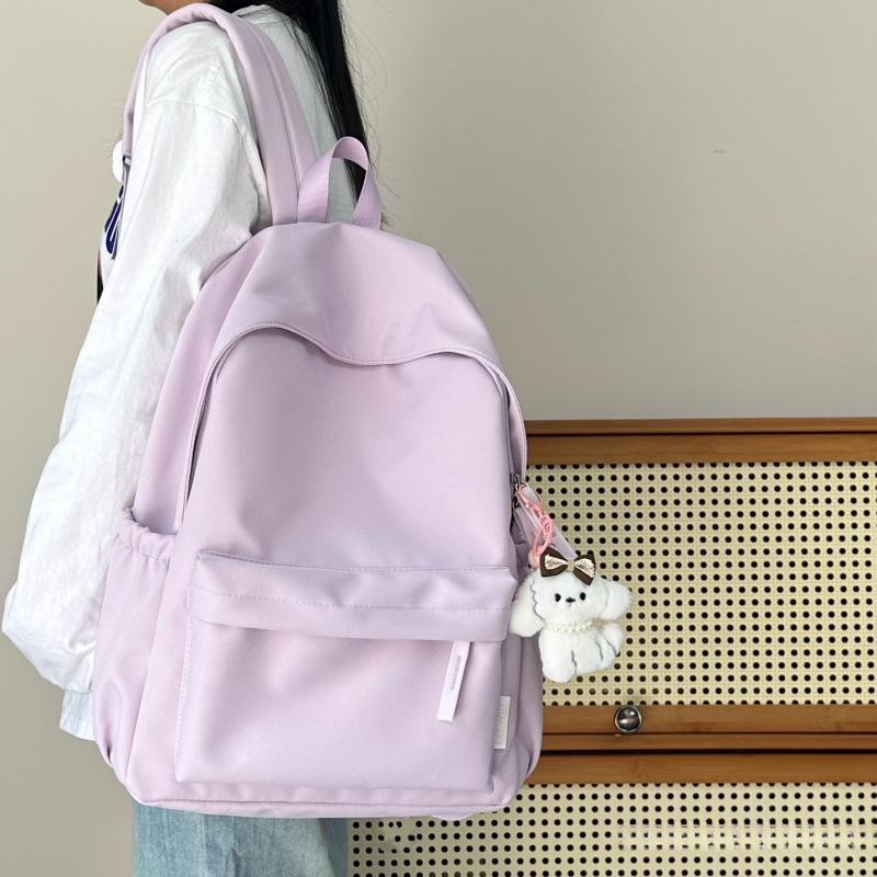 Stylish Solid Color Backpack for Junior High Girls & College Students