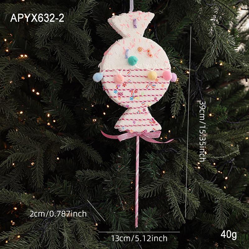 New Christmas Ornaments Cute Pink Cartoon Macaron Foam Candy Christmas Tree Pendant Pendant Props