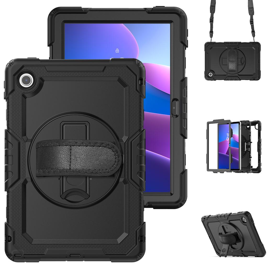 Para Lenovo Tab 10.1 (2025) Capa TB-311XU/Tab TB311FU PC+Silicone Capa para Tablet com Película PET Anti-Risco e Alça de Ombro
