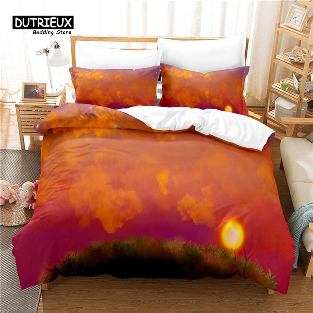 Sunset Bedding Set, 3Pcs Duvet Cover Set, Soft Comfortable Breathable Duvet Cover, For Bedroom Guest Room Decor