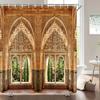 Bathroom Waterproof Shower Curtain Polyester 3D Nordic Moroccan Style Arch Landscape Printing Home Decoration Curtain With Hook