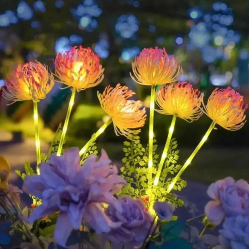 Waterproof Design Solar LED Lights High Quality Realistic Flower Solar Garden Lights Glowing Stems 3 Heads Design Flower Lamp