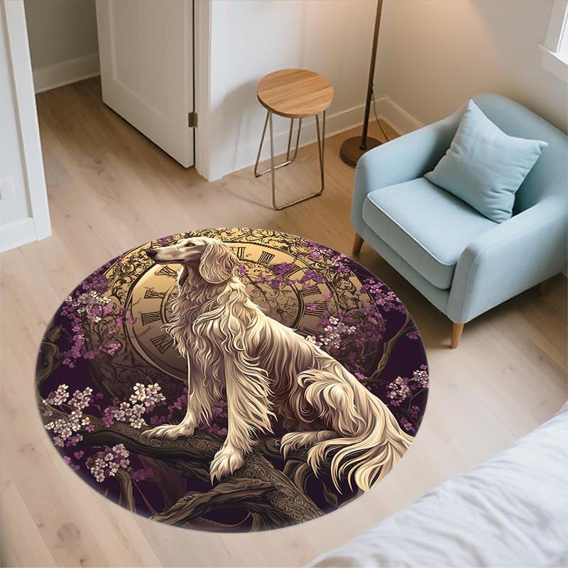 Afghan Hound Pattern Round rug,Carpet Rug for Living Room Bedroom Playroom ,Non-slip Floor Mat,Holiday Gifts and Birthday Gifts.