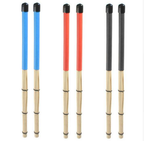 Professional 19-Bundle Bamboo Wooden Drum Brushes - Drum Kit Accessories 3-Section Drum Brush