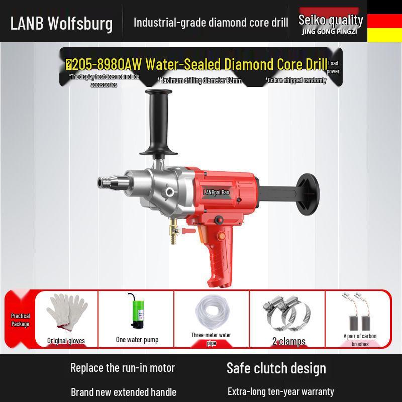 Diamantkern-Betonbohrer & Ständer – Handgehaltener Nass-/Trockenlochbohrer mit Wasserbohrermischer