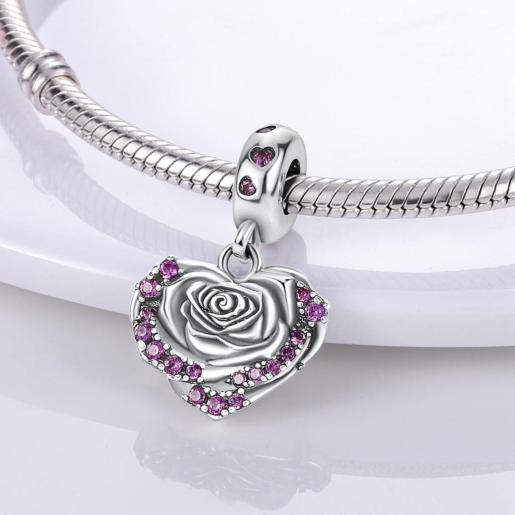 Real Copper Sunflower Blue Zircon Charms Beads Fit Necklace Original Bracelets Exquisite Diy Jewelry Gift