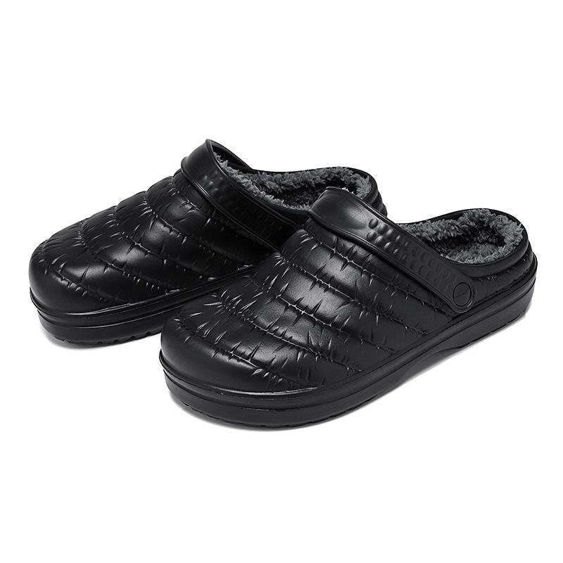 

Baotou velvet half slippers for women to wear outside, autumn and winter heel-free pregnant women cotton shoes, indoor home cotton mop 36 чёрный