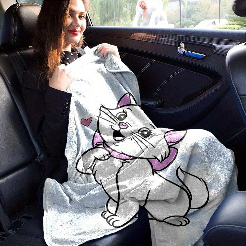 1PC Cute Cartoon Marie Cat Design Blanket, Seasonal Universal, Home Decoration, Throw Blanket, Soft Flannel Throw Blanket, Versatile & Cozy for Bedroo