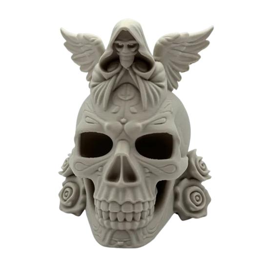 Rose Skull Figurine Demon Angel Wing Skull Statue Sculpture Halloween Holiday Party Home Office Desktop Decoration Ornament
