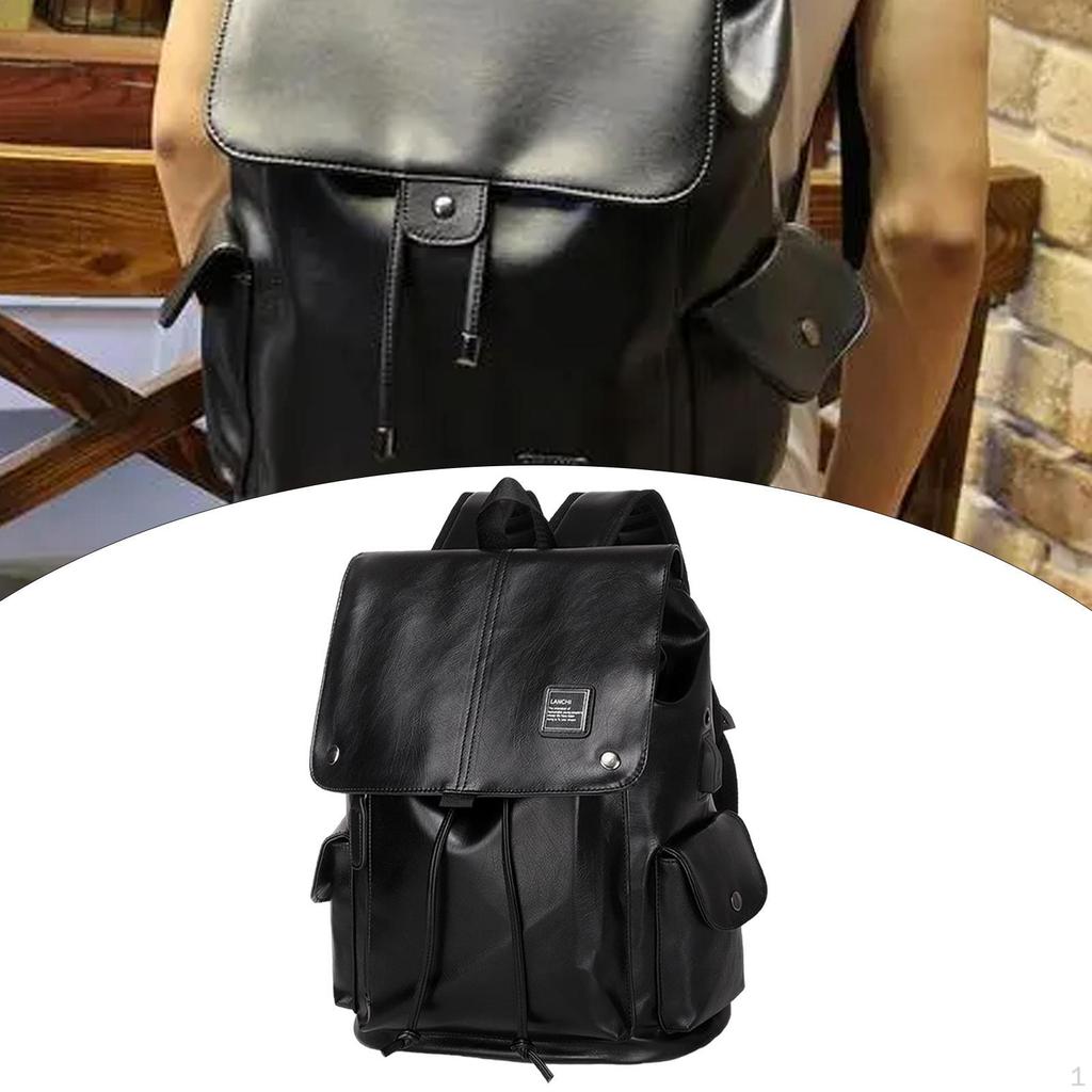 Fashion PU Leather Backpack Fit 15.6 Inch Computer Waterproof Multipurpose for