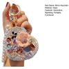 Folding Mirror Keychain Women Portable Makeup Mirror Rhinestone Faux Pearl Chain Sparkling Mirror Pendant for Touch-Ups Handbag