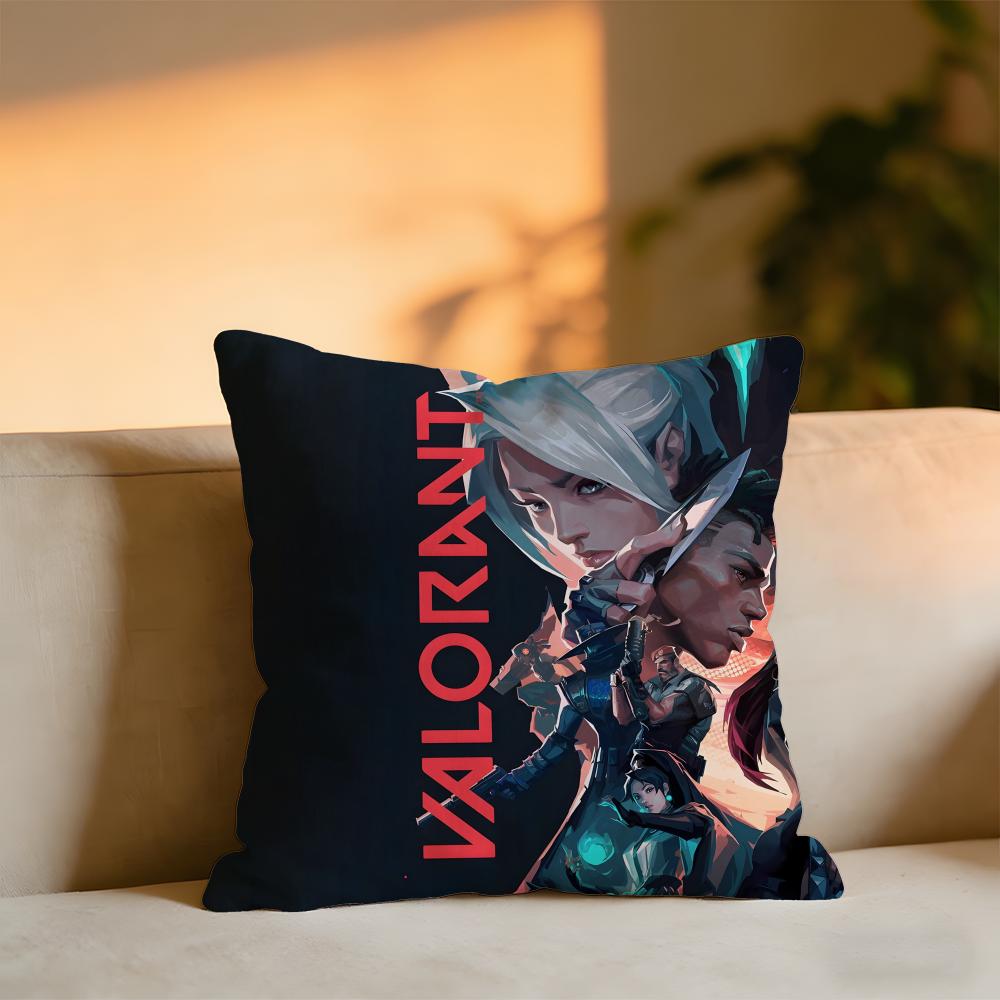 

Game Valorant Cushion Cover Cozy Velvet Throw PillowSoft Warm Cushion For Sofa Bed 30x30 cm