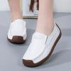 Lightweight Slip-On Soft Bean Loafers Ladies Non-Slip Mother Walking Shoes British Style Flat Genuine Leather Casual Shoes Women