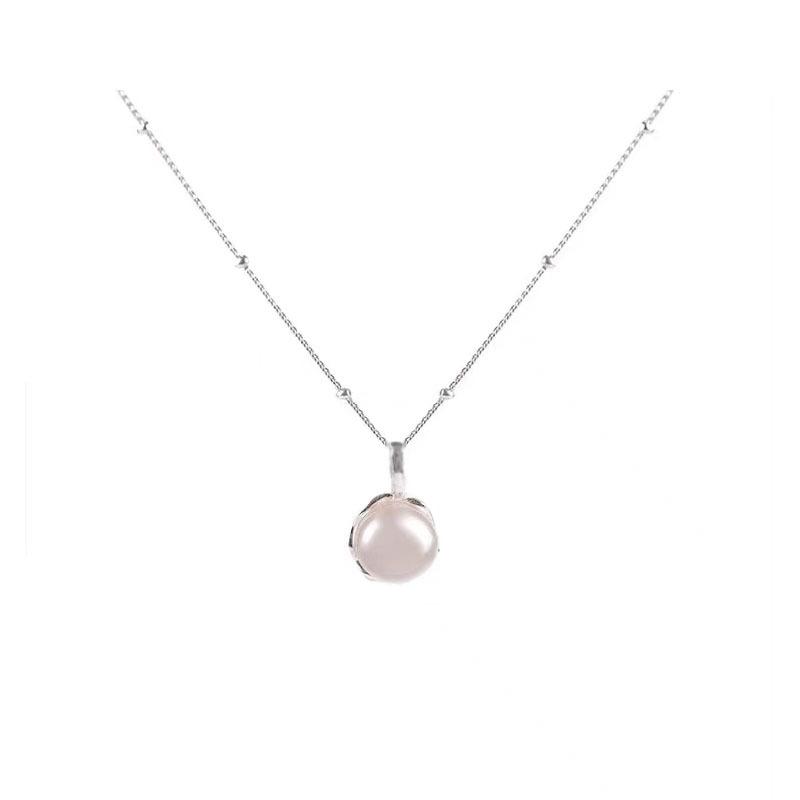 Instagram Style 925 Pure Silver Single Natural Pearl Necklace for Women's Elegance, Light Luxury, Irregular Feeling Pendant with Collar Chain