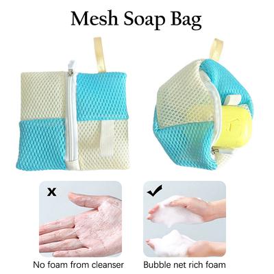 2In1 Soap Foaming Net Soft Mesh Bags With Lanyard Bath Balls Body Cleaning Bubble Helper Body Wash Bathroom Soap Storage Tool
