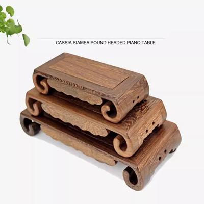 Base artigianale intagliata in legno massello, base da tavolo a rotolo di libro in legno di ala di pollo, mini vaso per pietra peculiare, base per bonsai