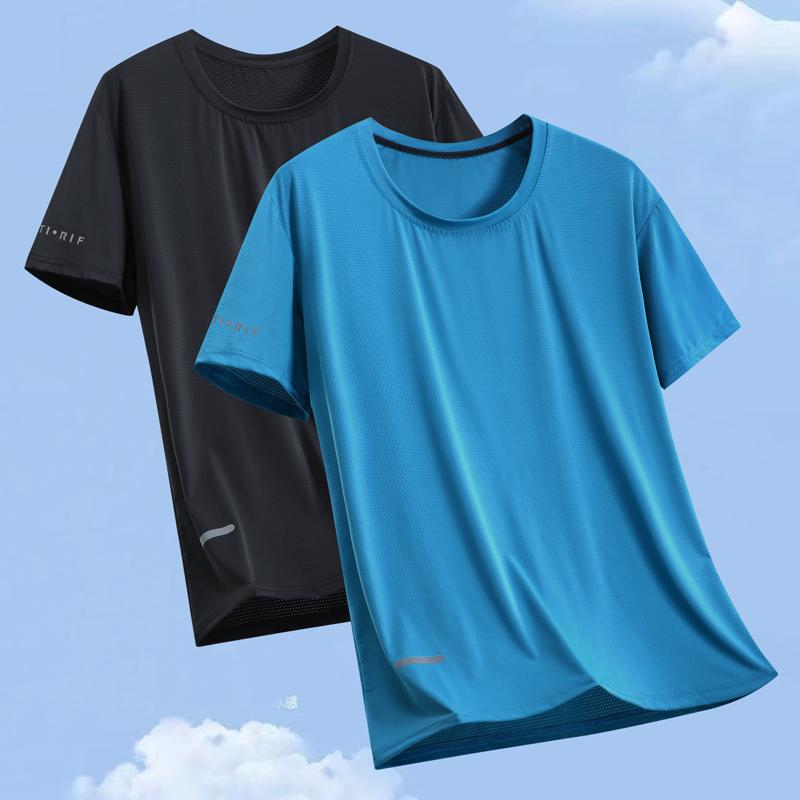 Men's Plus Size Quick Dry T-Shirt, Mesh Breathable High Elastic Short Sleeve Sport Tee (XL-5XL)