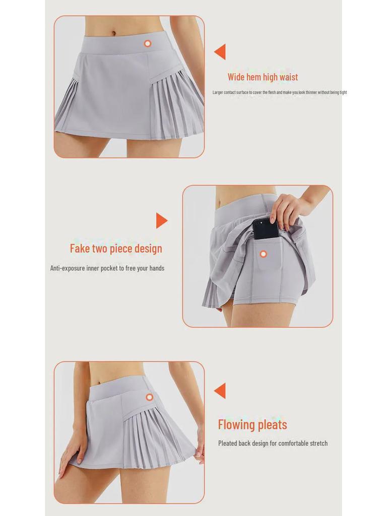 Sportrock für Mädchen, schnelltrocknend: Zwei-in-Eins Tennis- und Badminton-Skort