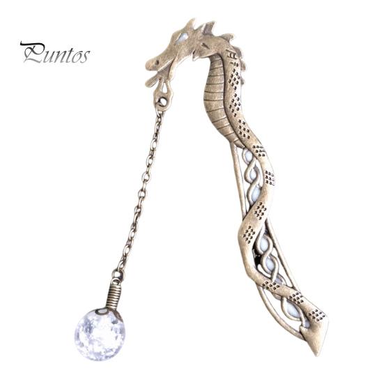 

Закладка в винтажном стиле с металлическим драконом и светящимися бусинами, устойчивая к выцветанию, легко чистящаяся закладка античный бронзовый