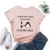 Inspirational Letters Red Wine Penguin Pattern Loose Round Neck Short Sleeved Women's T-shirts