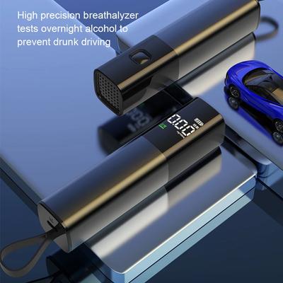 High Accuracy Portable Breathalyzer Car Drunk Driving Tester Digital Display Fast Response Rechargeable for Home Car Use
